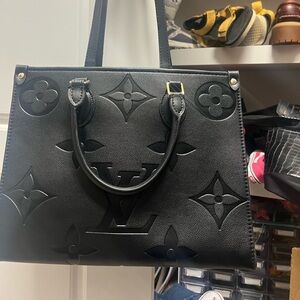 Black Monogram Tote Bag PU Leather